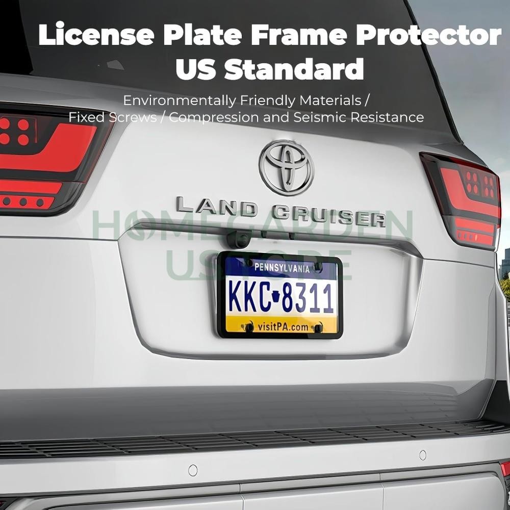 2X Unbreakable License Plate Covers+Frames Auto Tag Shield Protector Front Rear