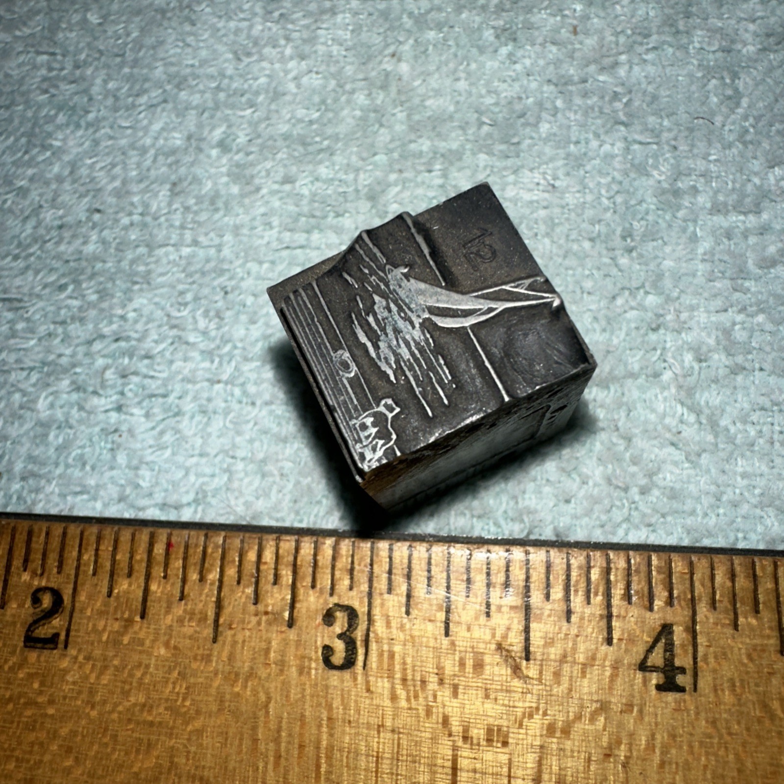 Printing Block “ Sail Boat, Dog on Shore “ Lead Block