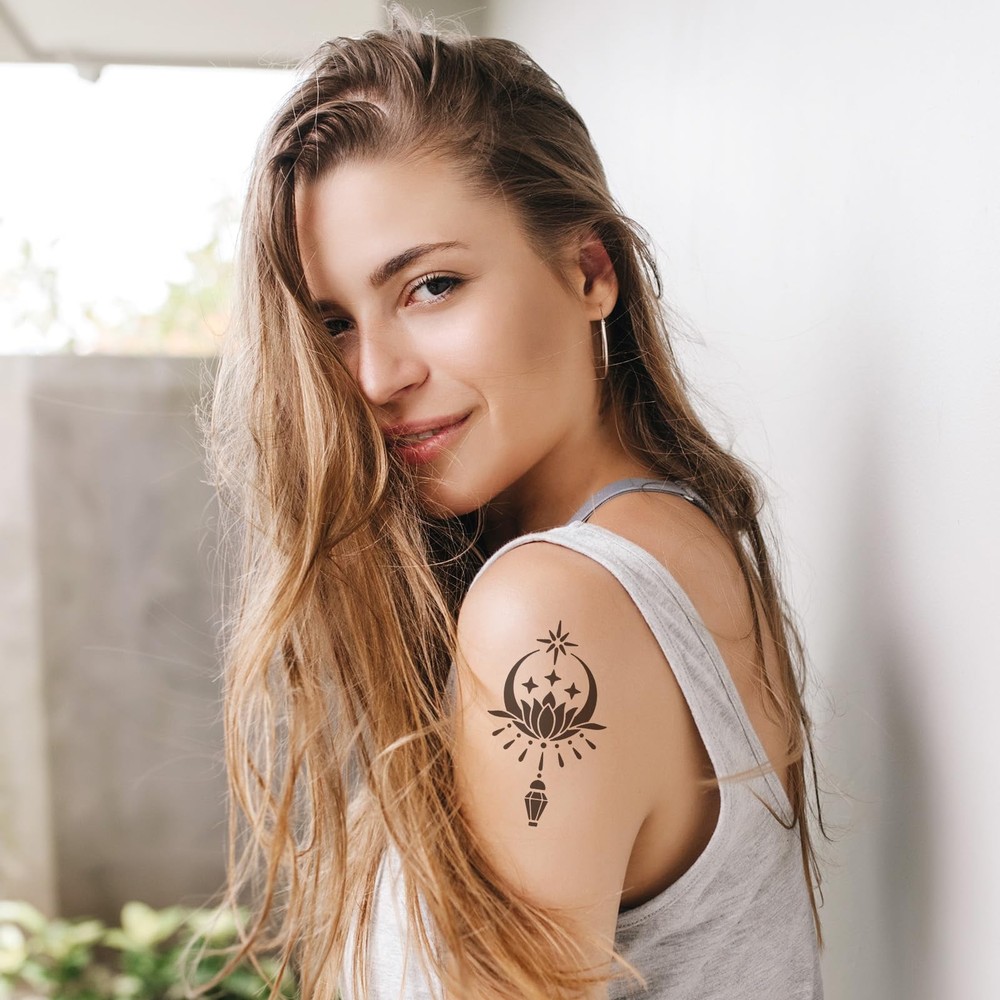 20 Sheets Temporary Tattoo Stencil Kit, Templates for Medium, Black