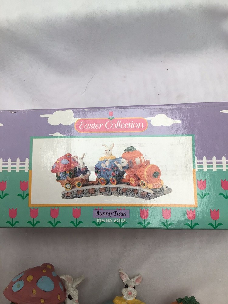 Vntg Easter Collection Mini Easter Bunny Train Spring decor 1995 item no. 62105