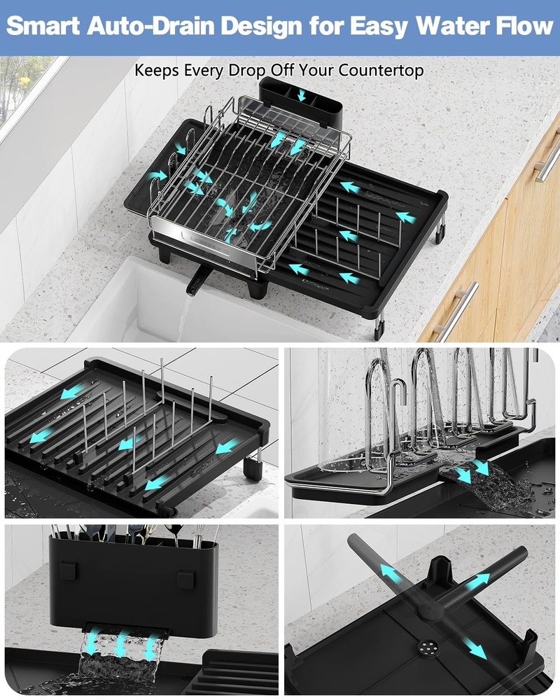 Expandable Dish Drying Rack, Dish Racks for Kitchen Counter, Stainless Steel ...