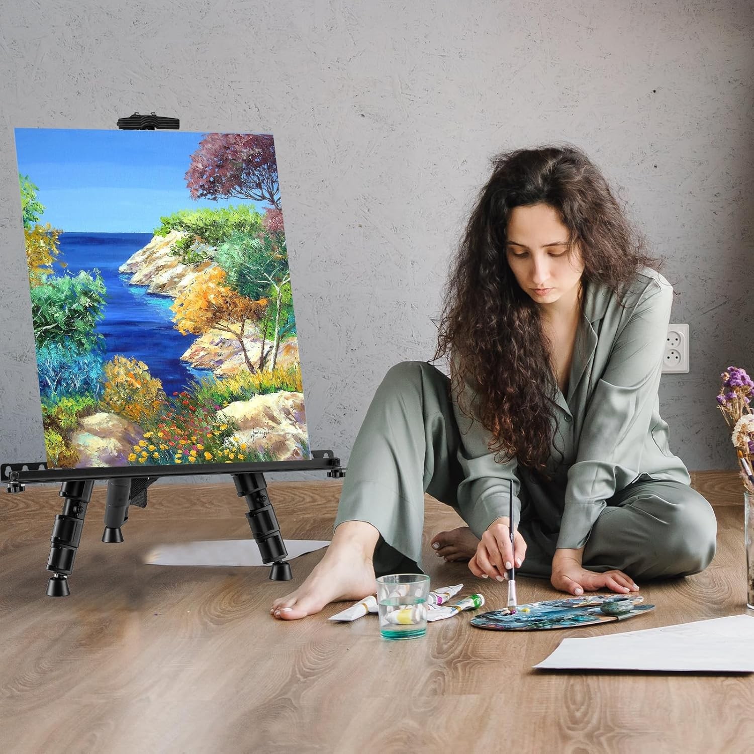 Art Easel for Painting and Display – Adjustable Floor 66 Inch Folding Aluminum