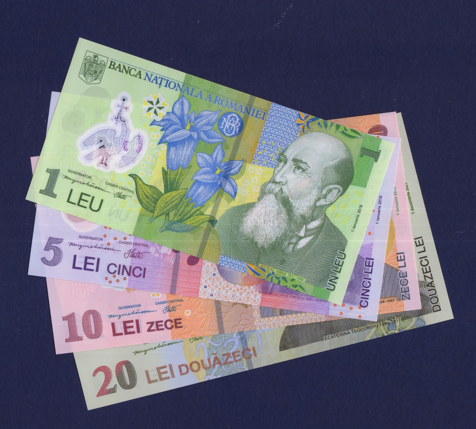 ROMANIA - SET 4 - ALL 2025 - 1+5+10+20 Lei - POLYMER - (2018/2005) - Perfect UNC