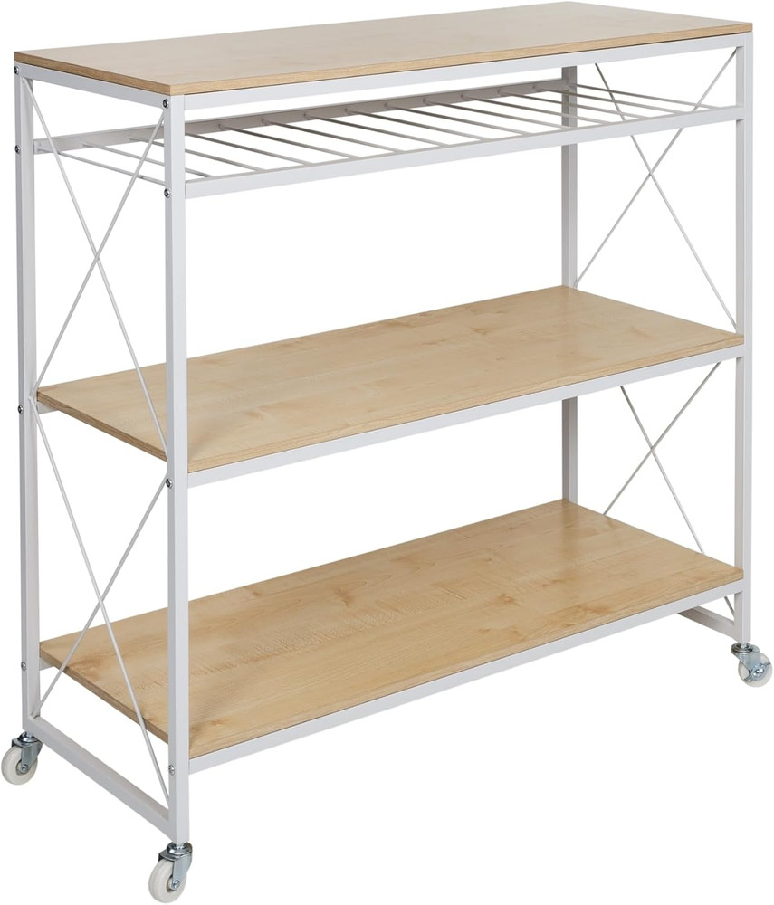 Rolling Kitchen Island, White/Oak SHF-09512 White