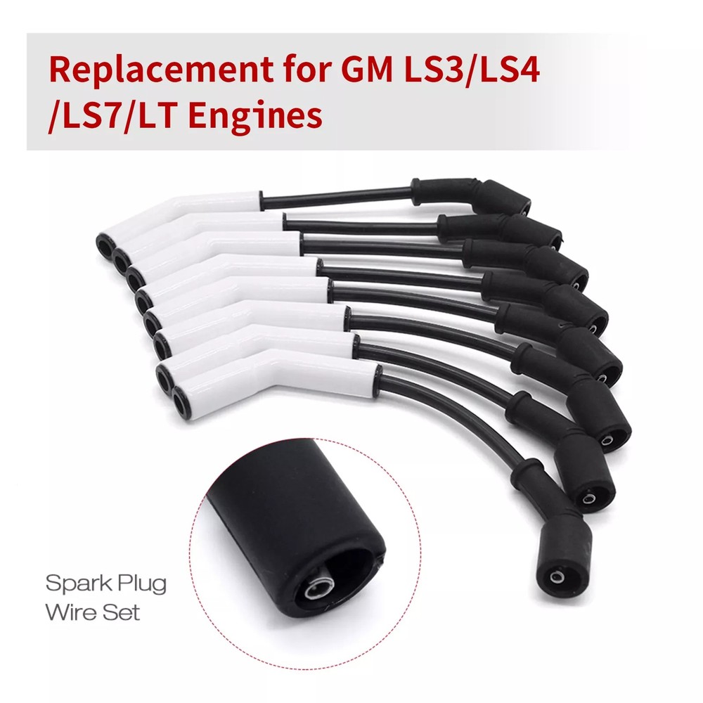 9070C⬆Ceramic Boot Spark Plug Wire Set 8 For Chevy GMC LS LS3 LS4 LS7 LT Engines