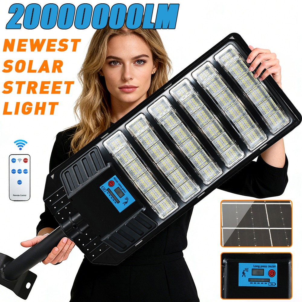 20000000LM Commercial LED Solar Street Light Outdoor Dusk to Dawn Road Area Lamp