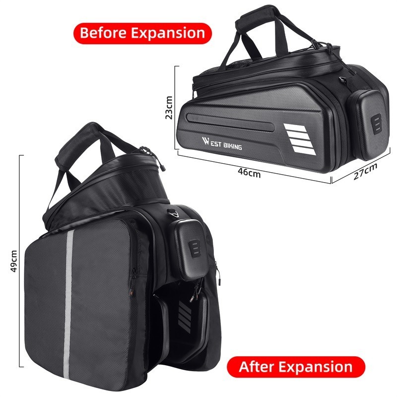 WEST BIKING E-Bike Battery Bicycle Pannier Waterproof Rear Rack Carrier Bag 20L
