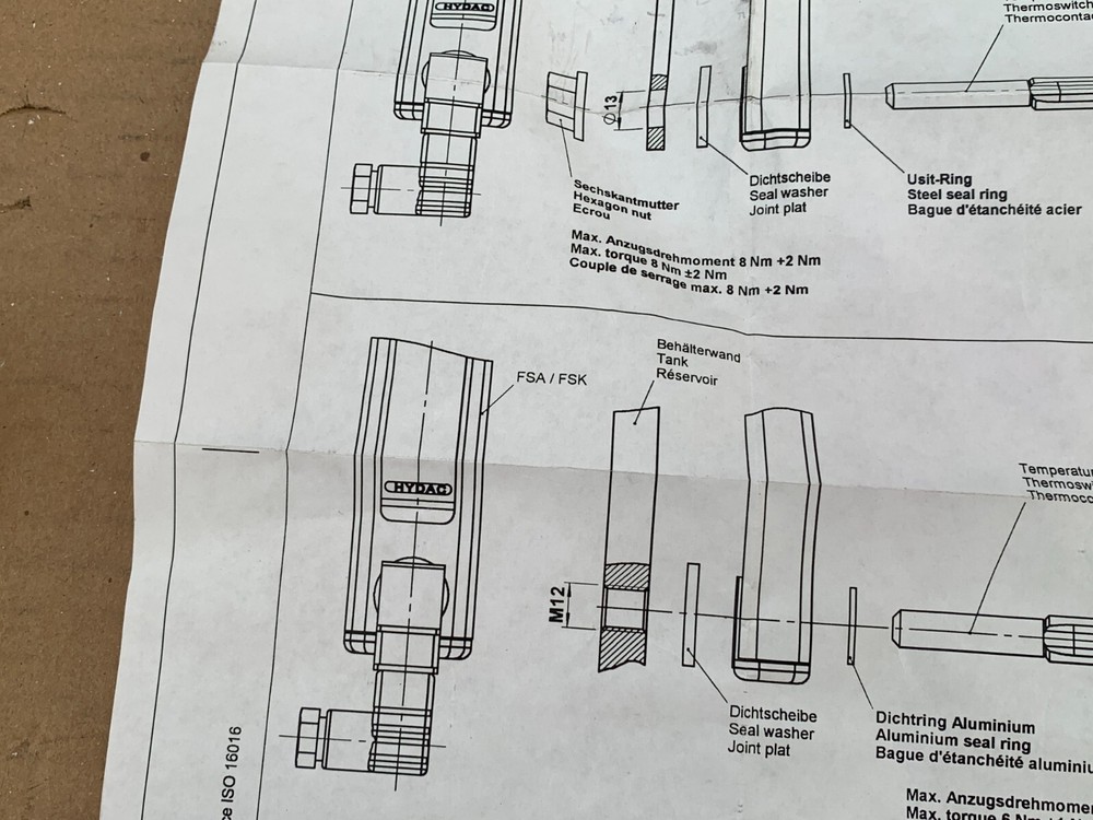 Hydac Thermoswitch 03269622 w/Drawings