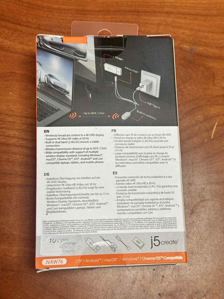 j5create - ScreenCast 4K Wireless Display Adapter - White