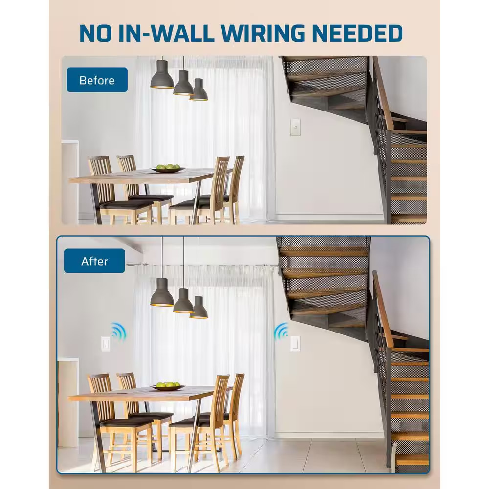 125-Volt 3 Way Wireless Remote Control Light Switch and Receiver Kit with Magnet