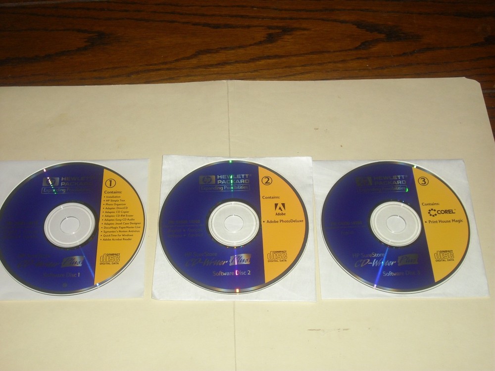 HP CD-Writer Plus Software & Documentation CDs w Adobe PhotoDelux, Corel Magic