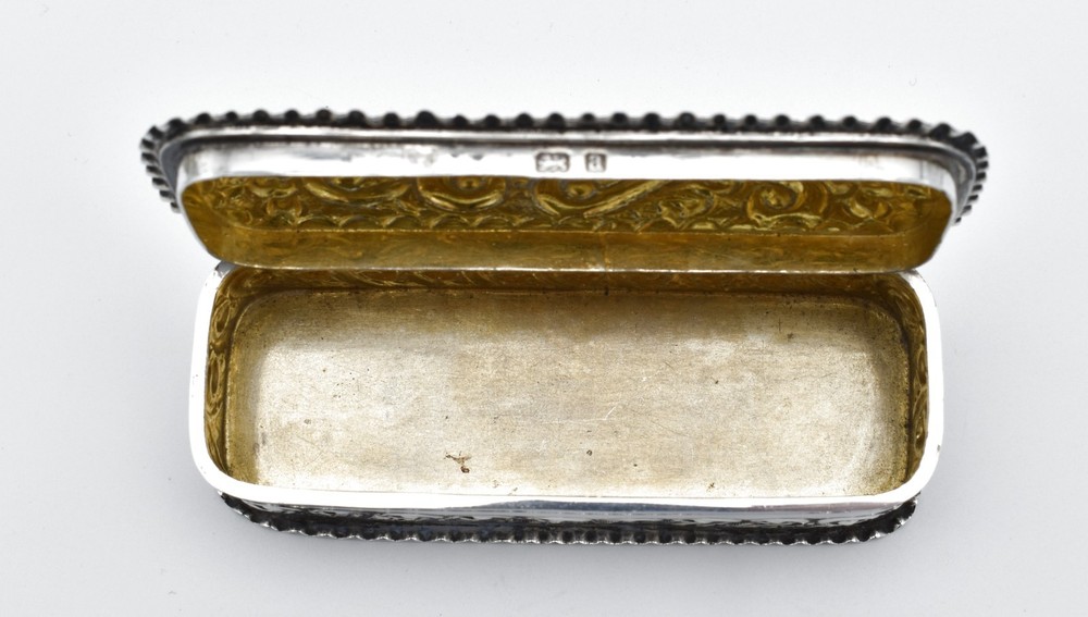 Antique Solid Silver Shaped Snuff Box victorian 1900 Repousse