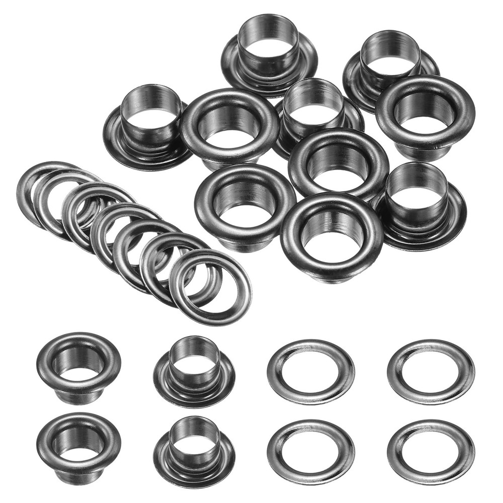 10Set Grommets Eyelets Kit 6mm Brass Eyelets with Washers, Black