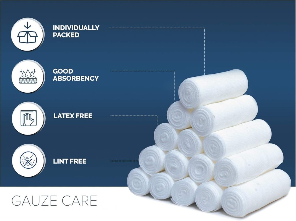 High-Quality Stretch Gauze Wraps - 72 Rolls