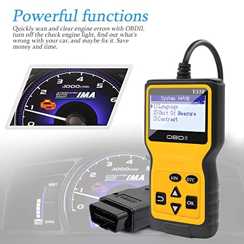 OBD2 Scanner Code Reader for Car Check Engine - CAN Diagnostic Tool - Yellow
