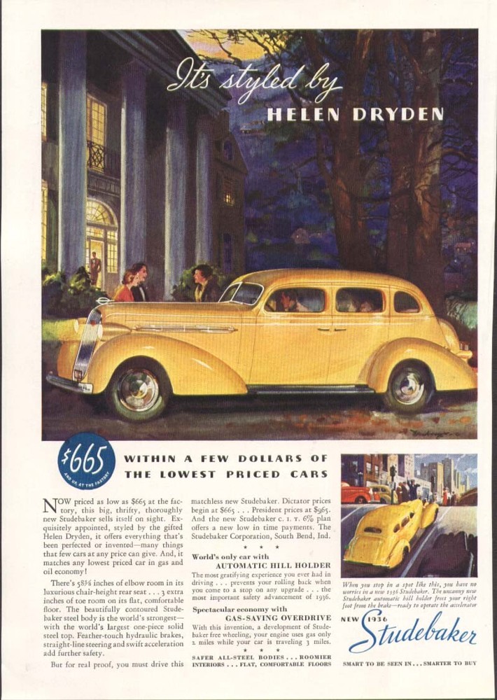 It's styled by Helen Dryden Studebaker ad 1936