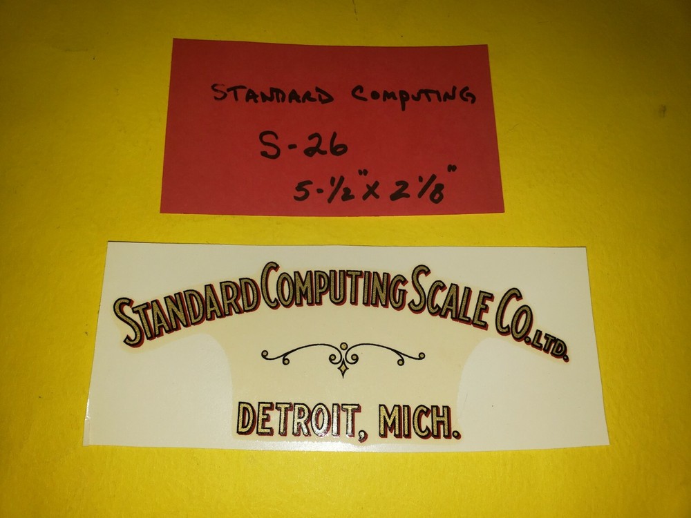 (1) STANDARD COMPUTING CO. ANTIQUE SCALE DECAL (1) #S-26