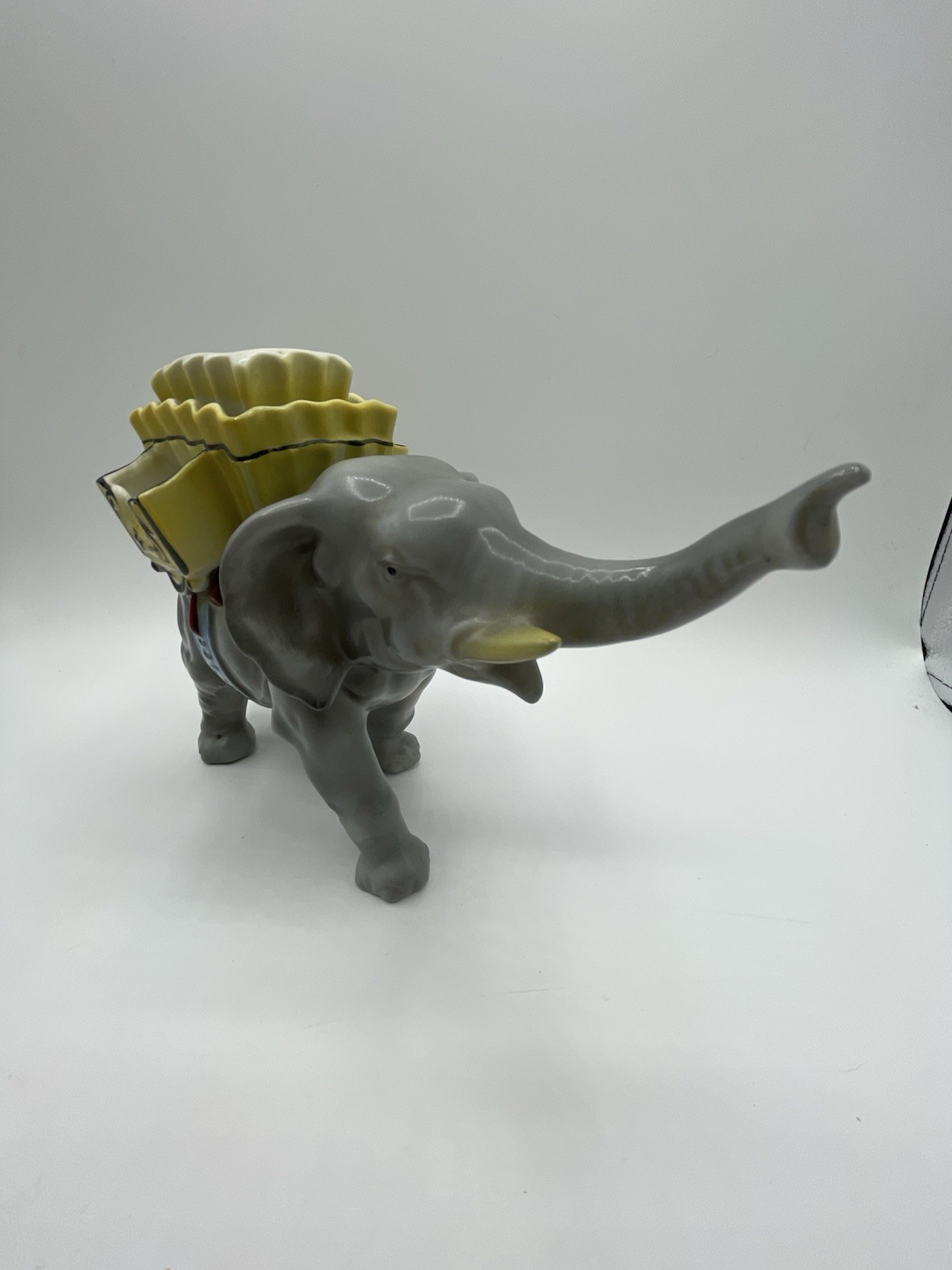 VTG MCM Elephant Handpainted Porcelain Cigarette Holder Figurine Bavaria Germany