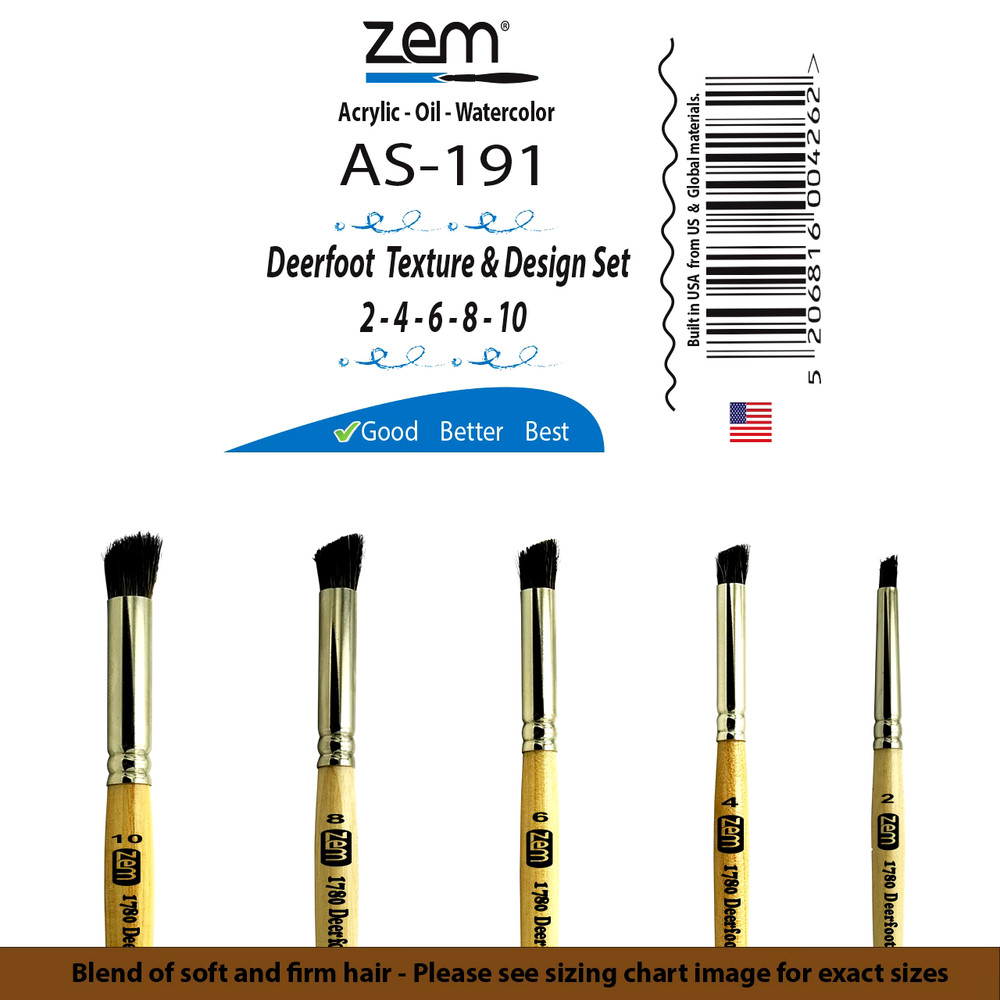 AS-191 Deerfoot Stippler Brush Set 5 pcs