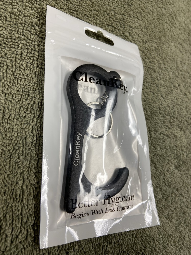 Black PPE CleanKey 3.5" Long & Keychain Keyring Contactless No Touch Multi Use