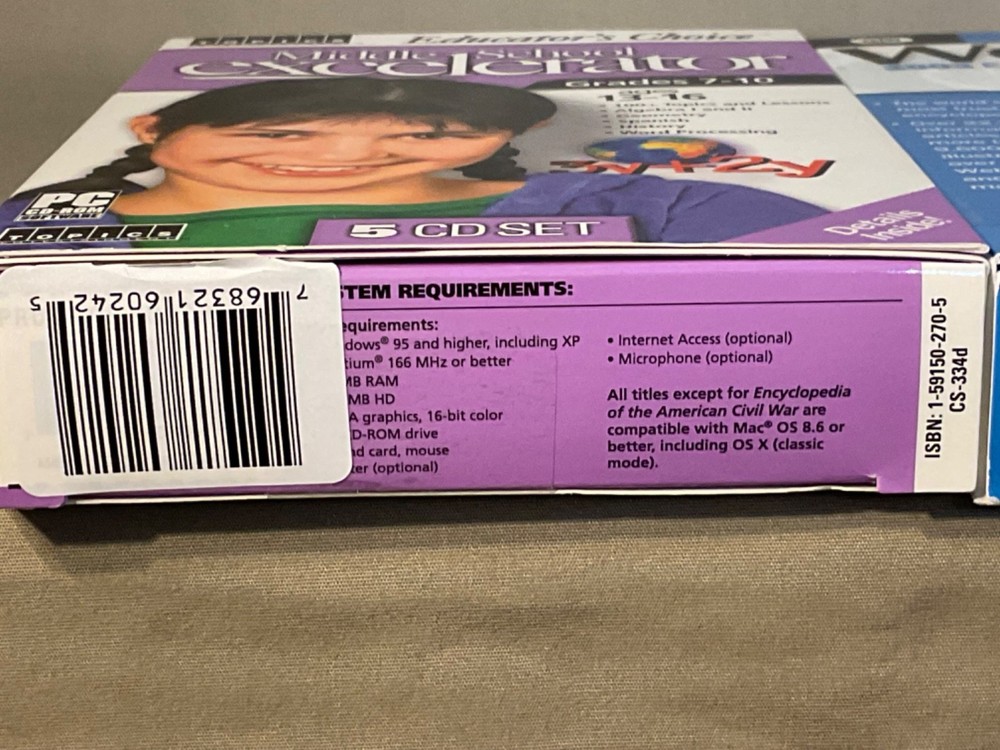 World Book 2003 Deluxe Edition 2-CD Set & Middle School Excelerator 5-CD Set NEW