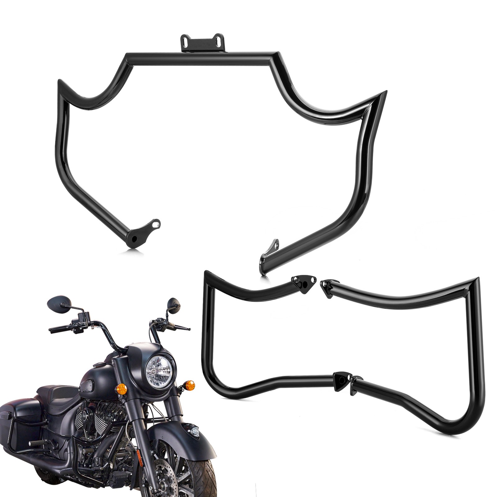 1.25" Fat Engine Saddlebag Guard For Indian Roadmaster Springfield  Vintage 14-U