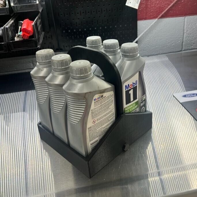 Black 6QT Engine Oil Holder, Fits Most Engine Fluid Quart bottles