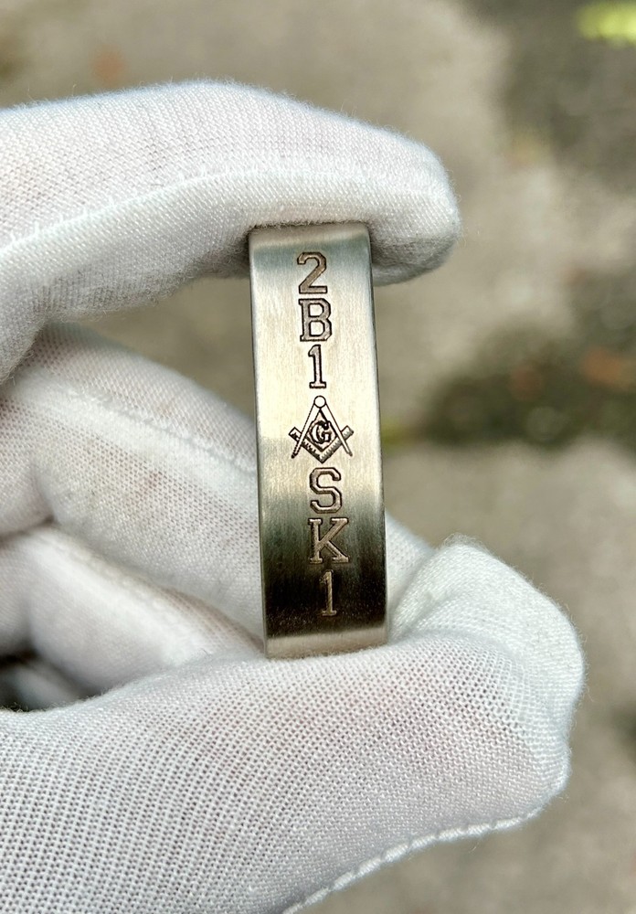 Stainless Engraved 2B1ASK1 Mason Belt Loop | 1.5" Width | Freemason Accessory