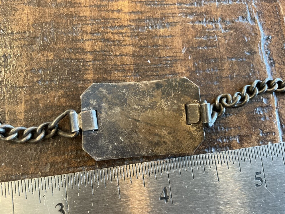 ORIGINAL WWI OR WWII STERLING ID BRACELET - WAVES OFFICER