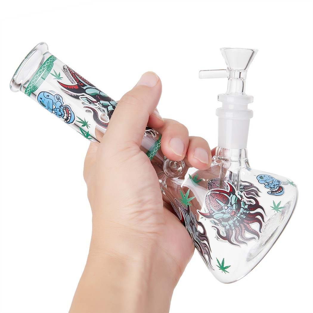 7.8" Octopus Fluorescent Glass Bong Glass Water Pipe Smoking Tobacco Beaker 14MM