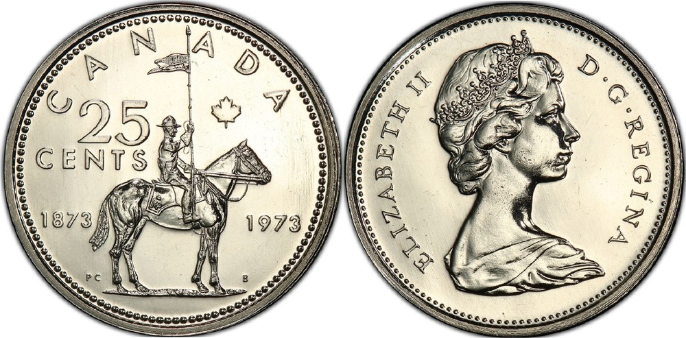 Proof Like 1973 Canada Large Bust 25 Cents From Mint's Set