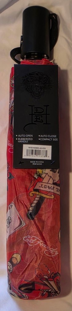 Ed Hardy Red & Pink Skull compact Umbrella