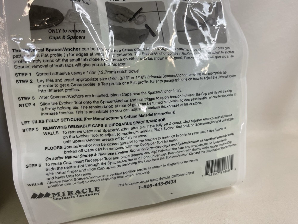 Levolution Universal Tile Spacing Leveling System Flat Part A 1/16 in 2x50 Pack