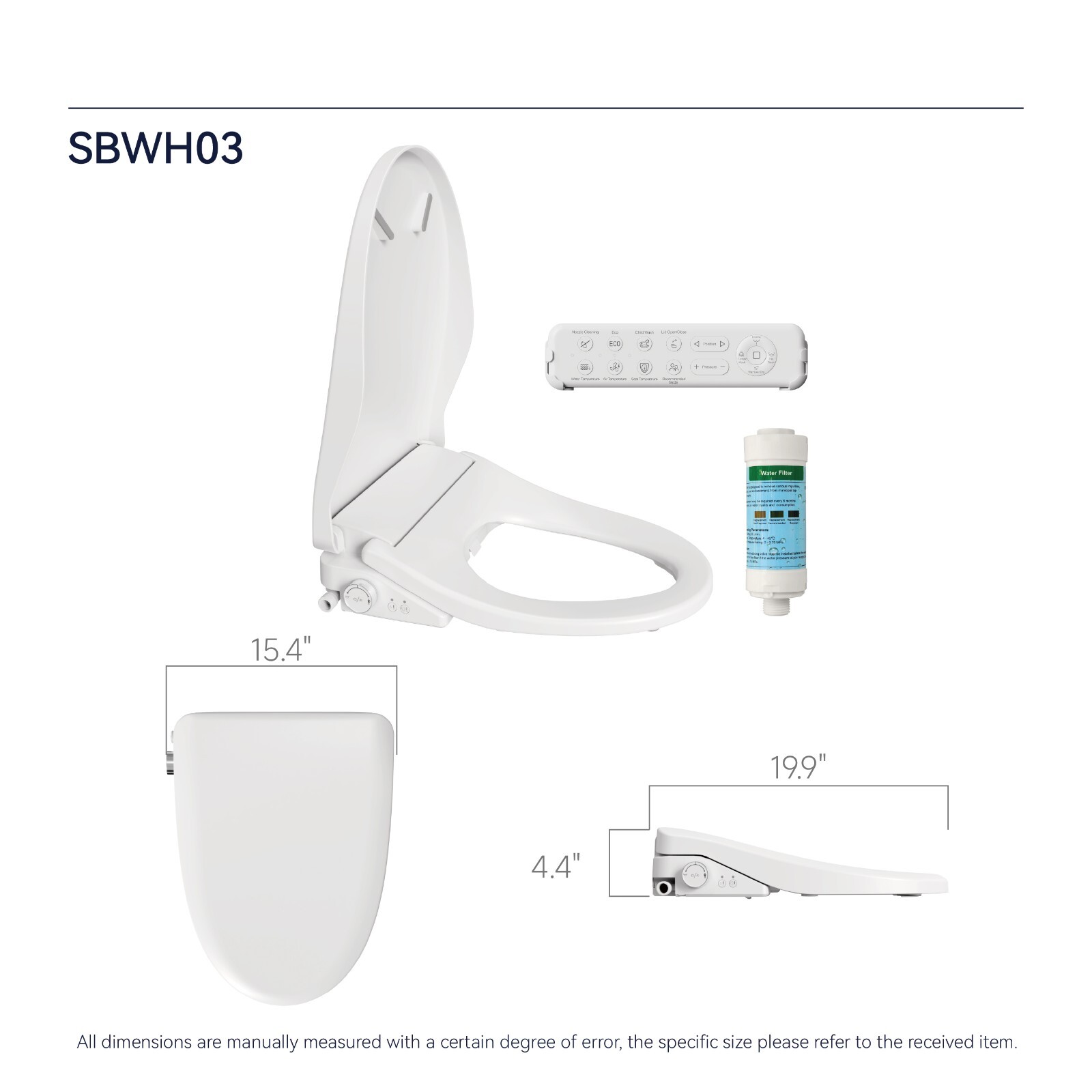COZY Smart Bidet, Built-In Occupancy Sensor, Remote Control SBWHO3