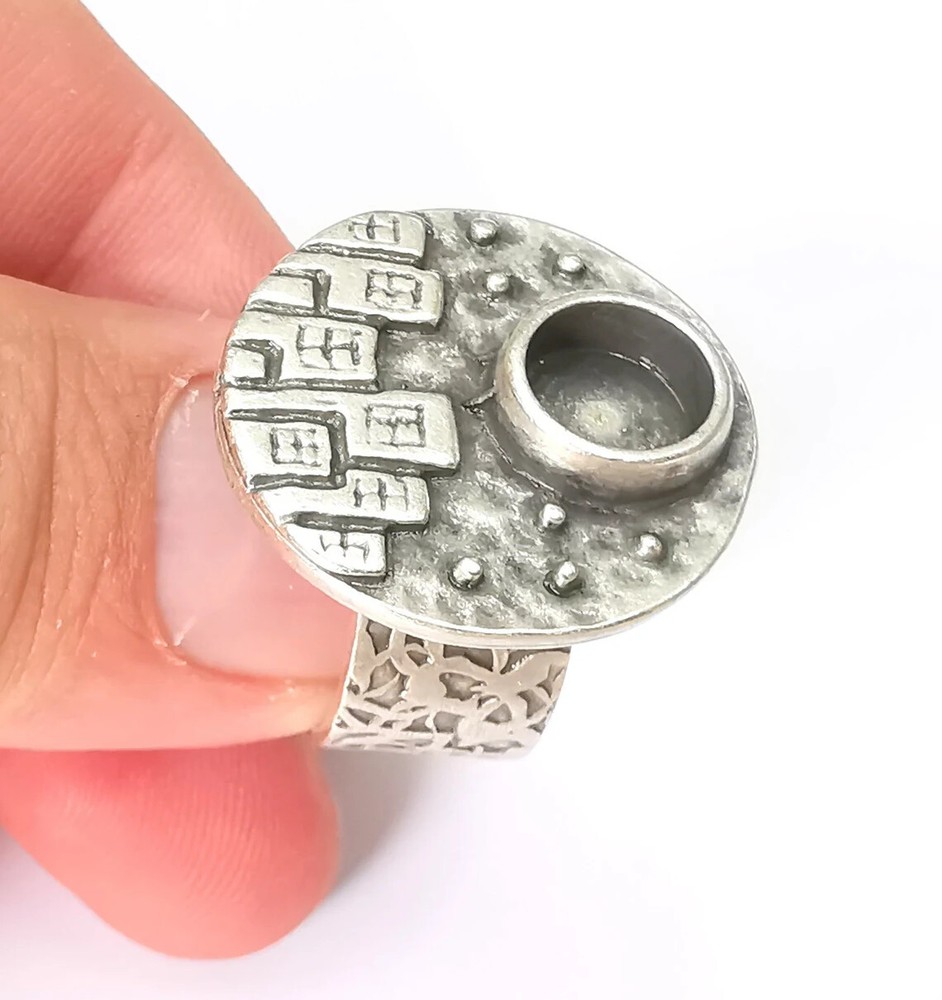City Ring Blank Setting Cabochon Mounting Adjustable Resin Ring Base Bezels