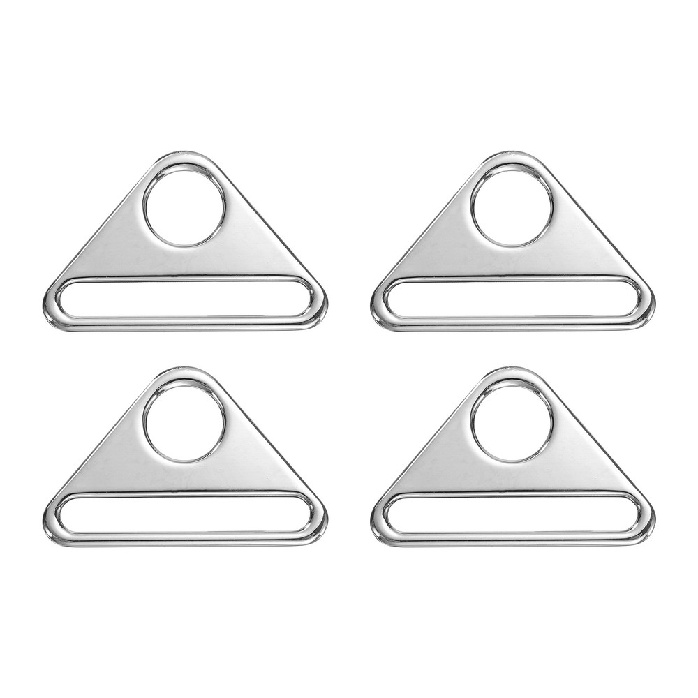 4 Pcs 2 1/8 Inch Triangle Buckles Adjuster Triangle D Rings Strap, Silver