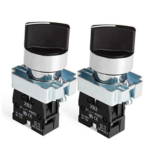 (Pack of 2) 22mm 2 Position Selector Switch Maintained 2 Position Maintained