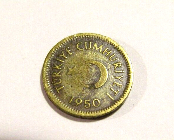 Turkey 1950 5 Kurus Brass Coin