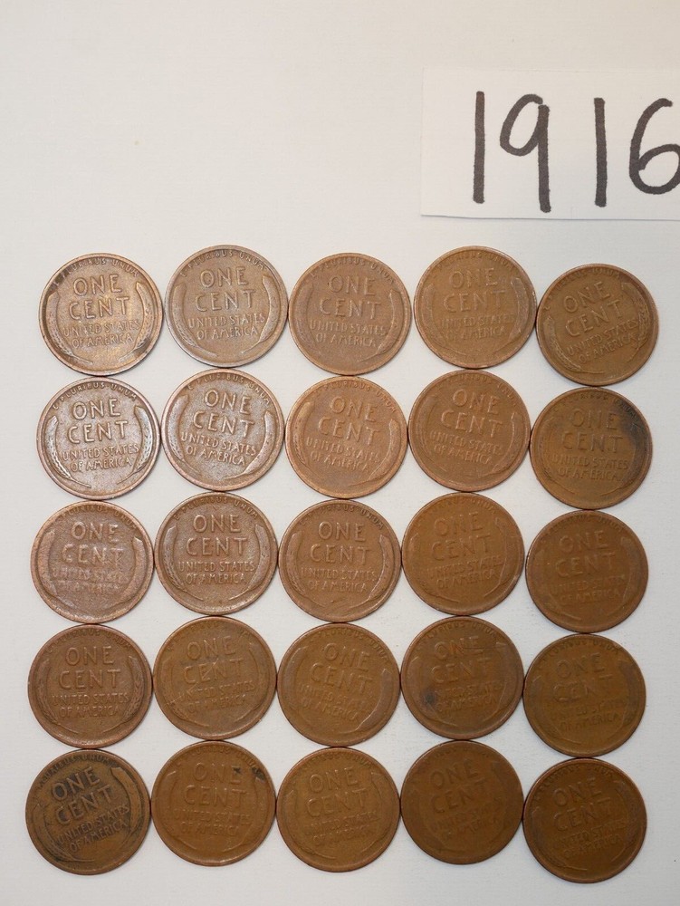 1916-P CENT ROLL SOLID DATE = 50 LINCOLN WHEAT PENNIES (8+ ITEMS SHIP FOR FREE)