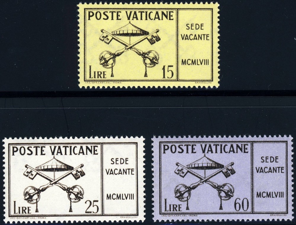 VATICAN CITY . 1958 Interregnum Issue (247-249) . Mint Never Hinged