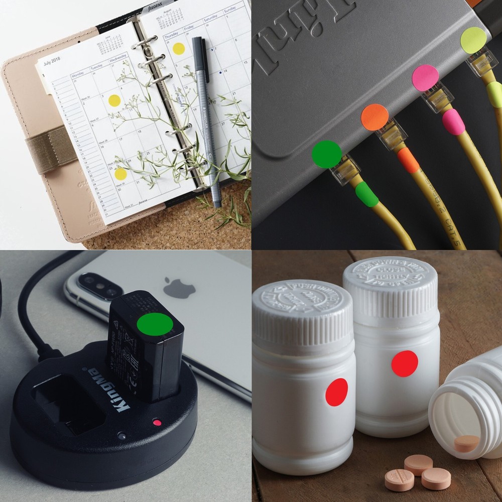 White Coding Dot Stickers Half Inch 1/2'' Semi Gloss Finish Round Circle Labels