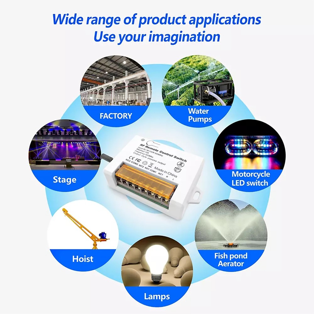 Relay Receiver Wireless Remote Control Switch 110V 220V 2Ch for Garage/Gate aa