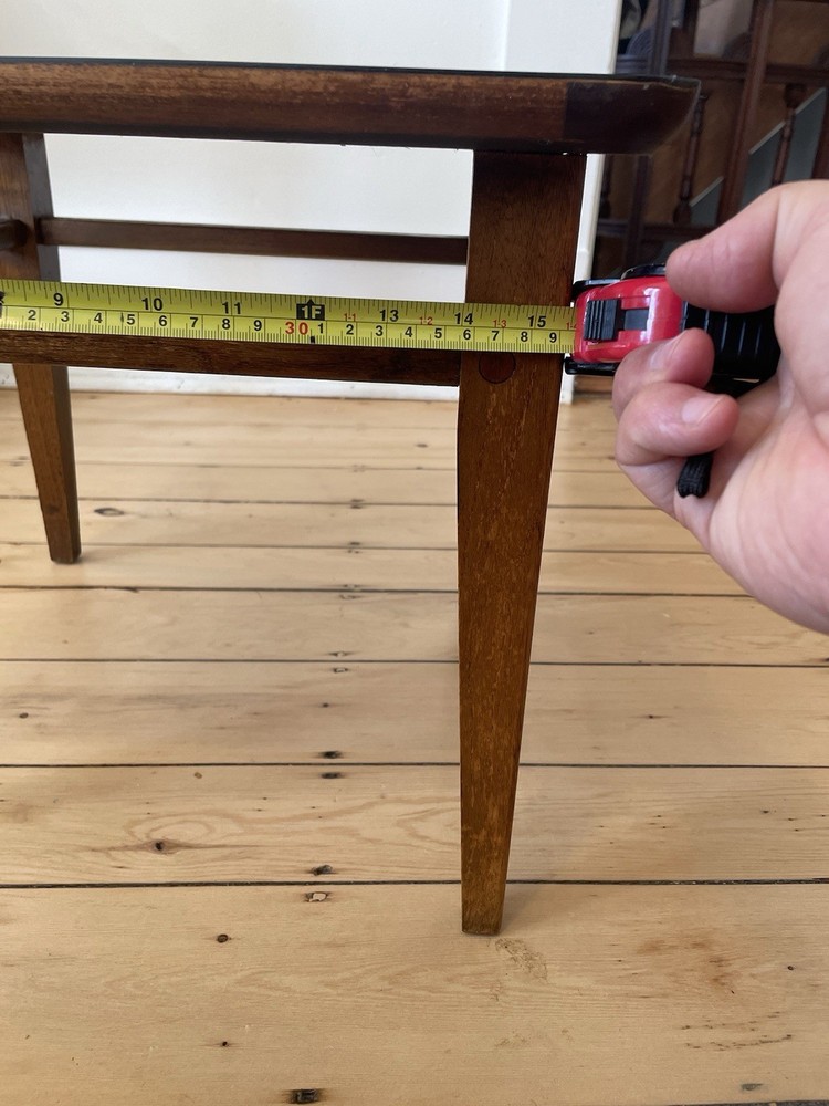 Vintage Lane Sequence Walnut Side Table MCM Black Laminate Top 1963