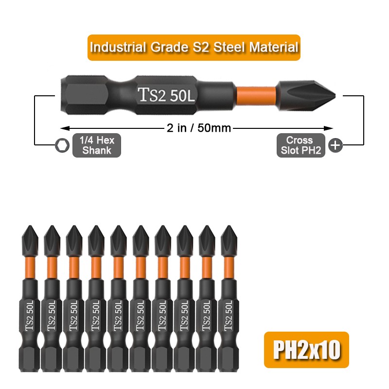20Pcs PH2 Impact Driver Bit Set Magnetic Phillips Screwdriver Drill Bits Tool