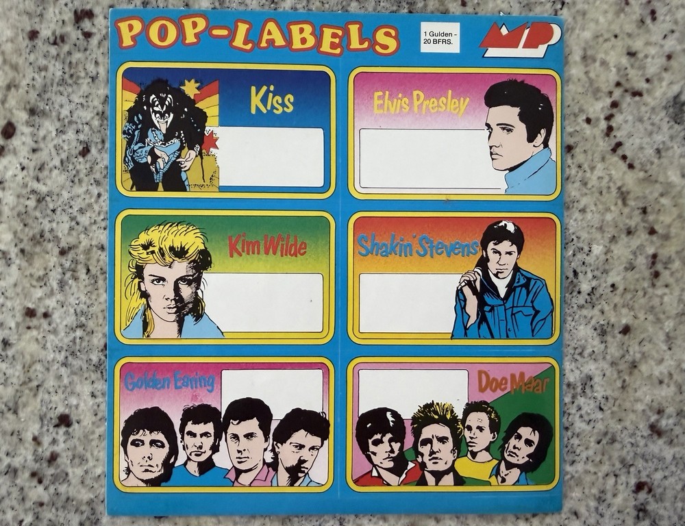 KISS 1977 POP SCHOOL BOOK LABELS STICKER SET MP NETHERLANDS AUCOIN VINTAGE RARE
