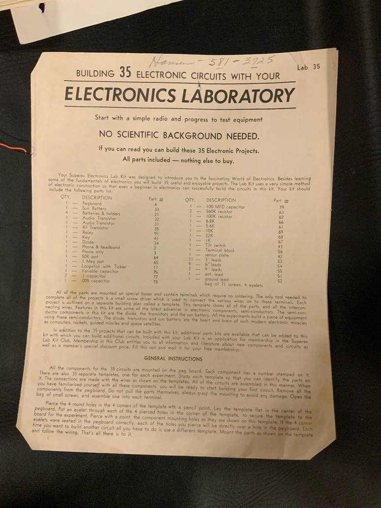 Vintage Superex Electronics Laboratory 35 Exciting Electronic Projects! RARE SEE