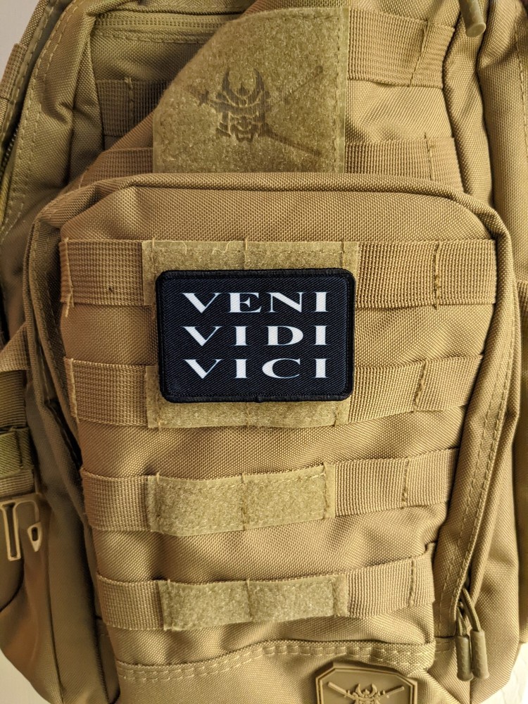 morale patch VENI VIDI VICI Julius Caesar quote 2"x3" hook & loop tactical edc