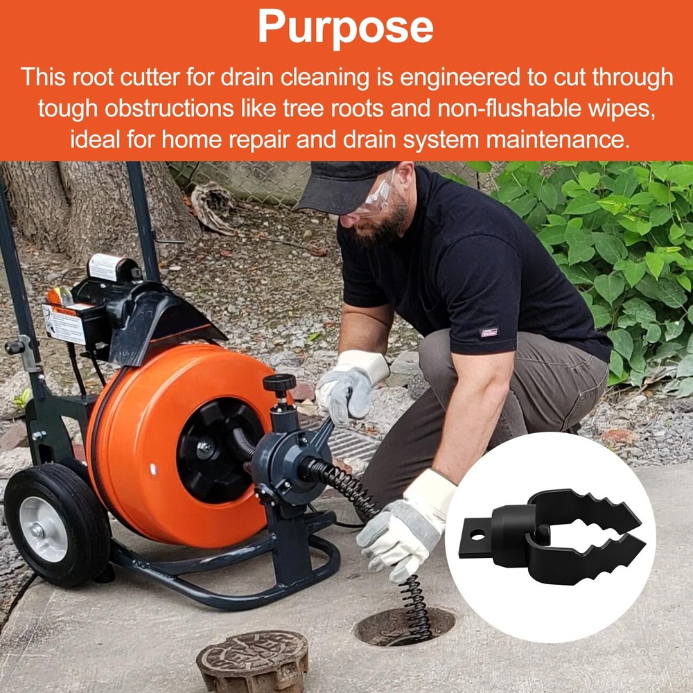 U type Drain Cutter 2UC, Root Cutter for Drain Cleaning -Black