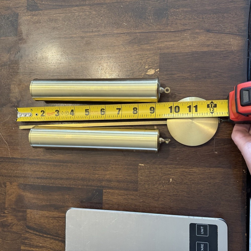 Vintage Brass clock pendulum and weights from a wall clock