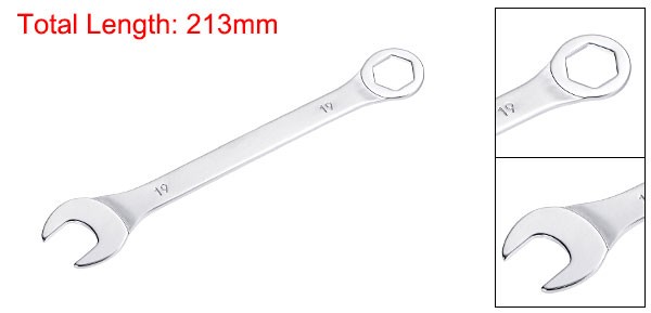 Thin Combination Wrench with Offset 6 Point End and Angled Open End 19mm